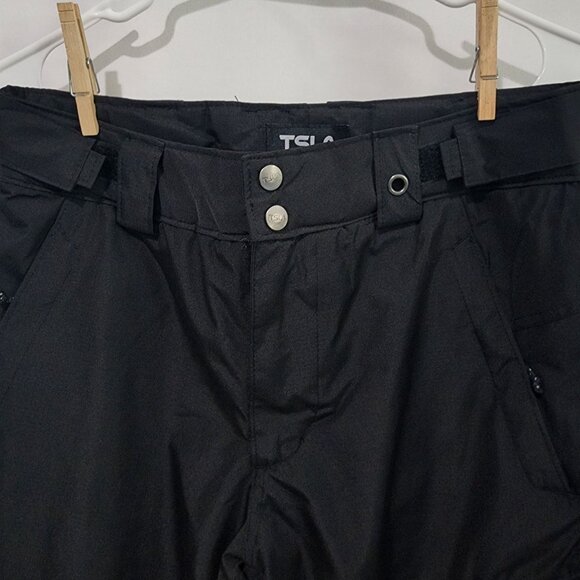 TSLA Mens Black Snow Pants S Adjustable Waist Polyester 30" Inseam - Picture 7 of 16